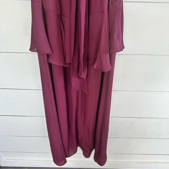 Parker Black Rosie Silk Maxi Ruffle Maroon Dress - Picture 7 of 13